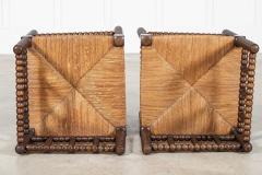 Pair 19thC English Oak Bobbin Corner Chairs - 3949648