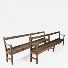 Pair 19thC English Rustic Painted Chapel Benches - 2425968