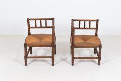 Pair 19thC French Bobbin Rattan Corner Chairs - 2095471