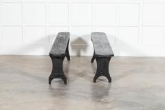 Pair 19thC French Oak Pine Ebonised Benches - 3905027