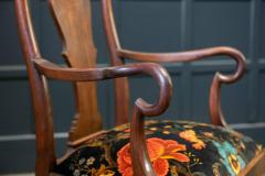 Pair 19thC Large Mahogany Carver Elbow Chairs Reupholstered - 1953666