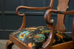 Pair 19thC Large Mahogany Carver Elbow Chairs Reupholstered - 1953668