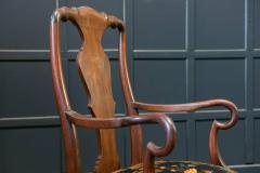 Pair 19thC Large Mahogany Carver Elbow Chairs Reupholstered - 1953670