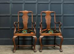 Pair 19thC Large Mahogany Carver Elbow Chairs Reupholstered - 1953672