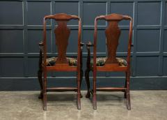 Pair 19thC Large Mahogany Carver Elbow Chairs Reupholstered - 1953674