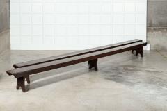 Pair 19thC Monumental English Convent Pine Benches - 3568019