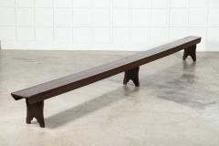 Pair 19thC Monumental English Convent Pine Benches - 3568028