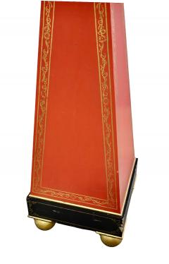 Pair 67 Painted Wood Hollywood Regency Obelisks with Gilt Detailing c 1960s - 4606413
