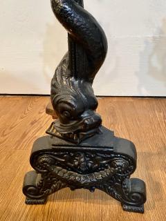 Pair American Cast Iron Dolphin Sailing Ship Andirons - 2415864