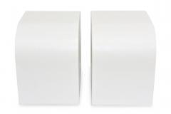 Pair American White Enameled and Brass Waterfall Bedside Table - 4172294