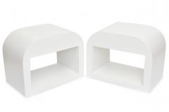 Pair American White Enameled and Brass Waterfall Bedside Table - 4172296