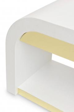 Pair American White Enameled and Brass Waterfall Bedside Table - 4172298