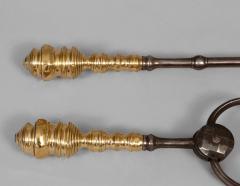Pair Antique American Brass Andirons with Tools - 3438936