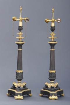 Pair Antique French Bronze Ormolu Lamps - 121476