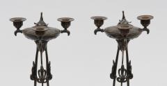 Pair Antique French Bronze Pastille Burner Candelabra - 1617413