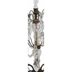 Pair Antique French Crystal Bronze Table Chandeliers or Girandoles - 4317184