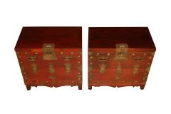 Pair Antique Korean Elm brass Chests - 2992756