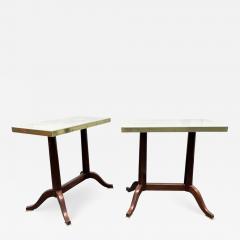 Pair Antique Mahogany and Marble Top Side Tables - 2096509