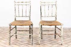 Pair Antique Rush Seat Dining Chairs England 1920s - 4291471