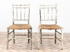 Pair Antique Rush Seat Dining Chairs England 1920s - 4291472
