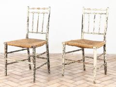 Pair Antique Rush Seat Dining Chairs England 1920s - 4291473