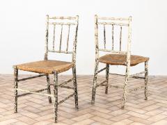 Pair Antique Rush Seat Dining Chairs England 1920s - 4291475