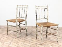Pair Antique Rush Seat Dining Chairs England 1920s - 4291476