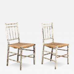 Pair Antique Rush Seat Dining Chairs England 1920s - 4297072