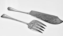 Pair Antique Silver Fish Servers London 1868 Geo Adams - 1308436