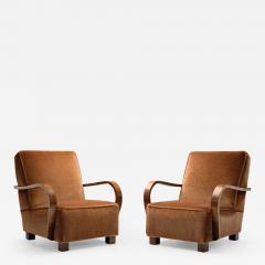 Pair Art Deco Armchairs with Rounded Armrests Europe First half of 20th Century - 3895596