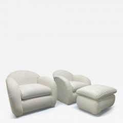 Pair Art Deco Lounge Chairs with Matching Ottoman - 2942345