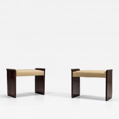Pair Art Deco Stools in Mahogany 1930s - 4325607
