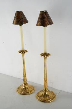 Pair Art Nouveau Style Gilt Wood Candlesticks - 2027394