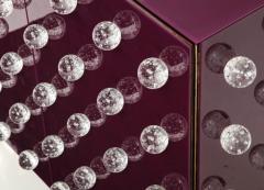 Pair Aubergine Glass with Clear Murano Spheres Cabinets with Brass Legs Italy - 3259221