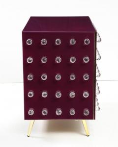 Pair Aubergine Glass with Clear Murano Spheres Cabinets with Brass Legs Italy - 3259227