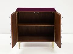 Pair Aubergine Glass with Clear Murano Spheres Cabinets with Brass Legs Italy - 3259229