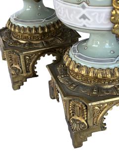 Pair Austrian Porcelain Celadon Glazed Urn form Lamps with Gilt Bronze Mounts - 4306940