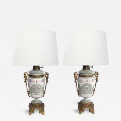 Pair Austrian Porcelain Celadon Glazed Urn form Lamps with Gilt Bronze Mounts - 4306968