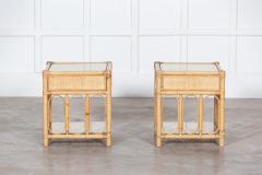 Pair Bamboo Rattan Glazed Bedside Tables - 2852251