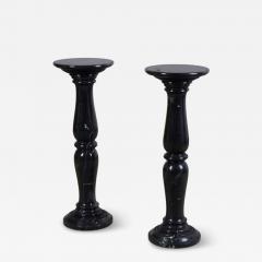 Pair Black Marble Pedestals - 4495258