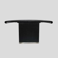 Pair Black lacquer demi lune consoles tables or dining table - 4706861
