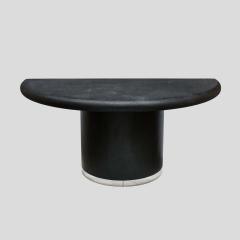Pair Black lacquer demi lune consoles tables or dining table - 4706862