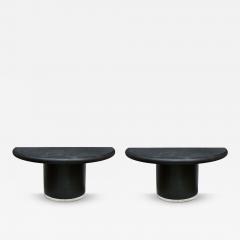 Pair Black lacquer demi lune consoles tables or dining table - 4707912