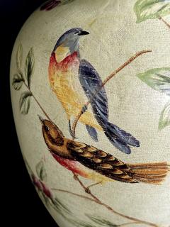 Pair Bradburn Gallery Linen over plaster Lamps with Hand painted Bird Motifs - 4264015