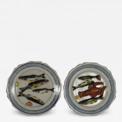 Pair Brard Palissy Majolica Palissy Fish Plates - 1913190