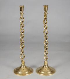 Pair Brass Barley Twist Candlesticks - 2322127