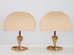 Pair Brass Cobra Table Lamps - 2504800