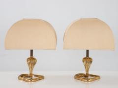 Pair Brass Cobra Table Lamps - 2504801