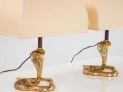 Pair Brass Cobra Table Lamps - 2504803