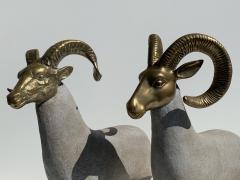 Pair Brass Sheep Ram Sculptures - 1133489